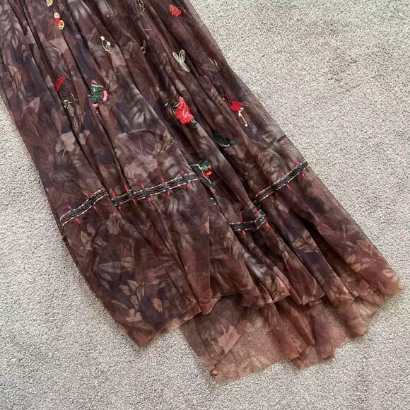 NWT $395 JOHNNY WAS BIYA Nyah Embroidered Mesh Maxi Tank Dress Size S - Picture 12 of 14